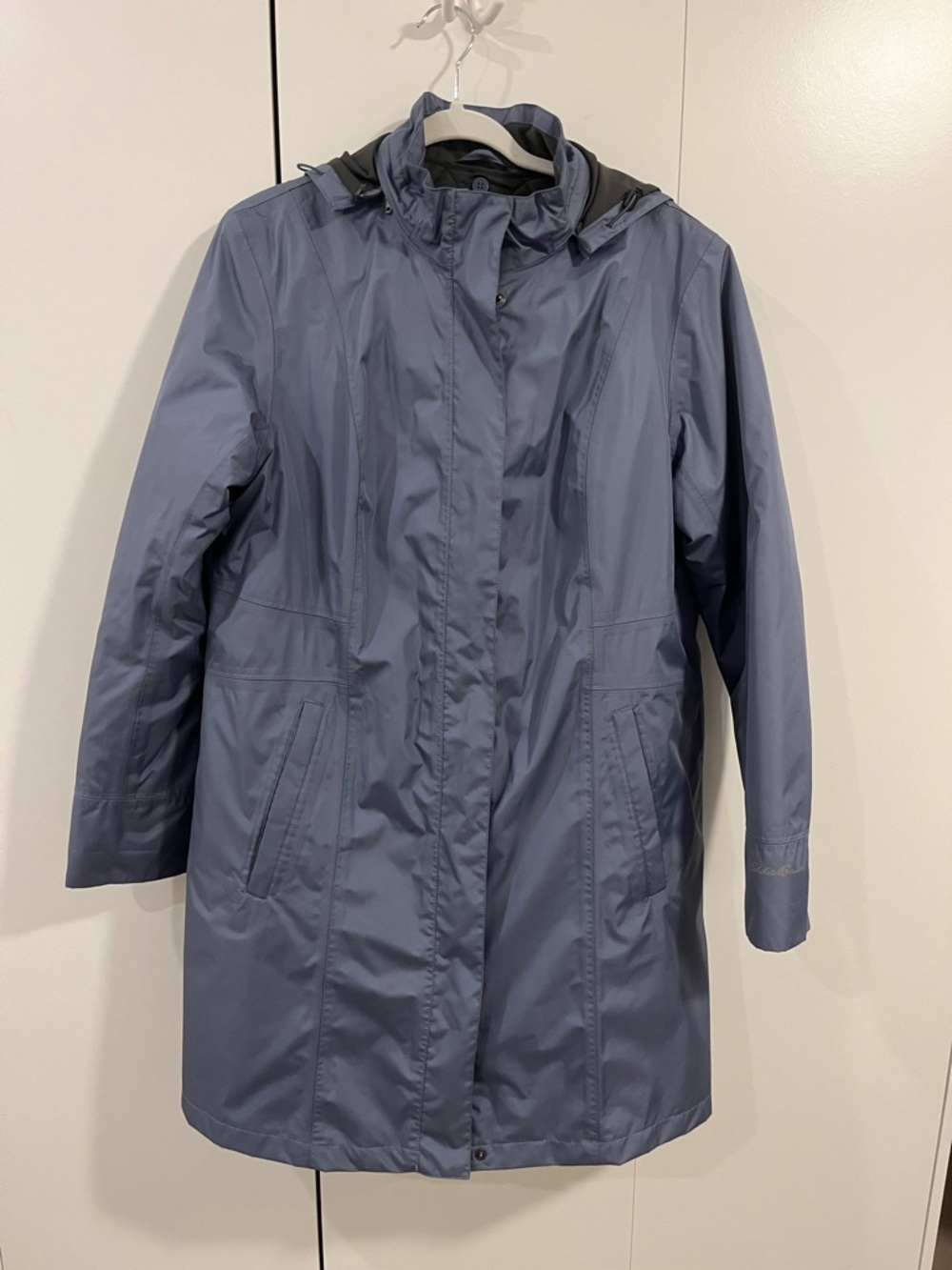 Eddie Bauer Women's Hooded Rain Trench - Slate Blue